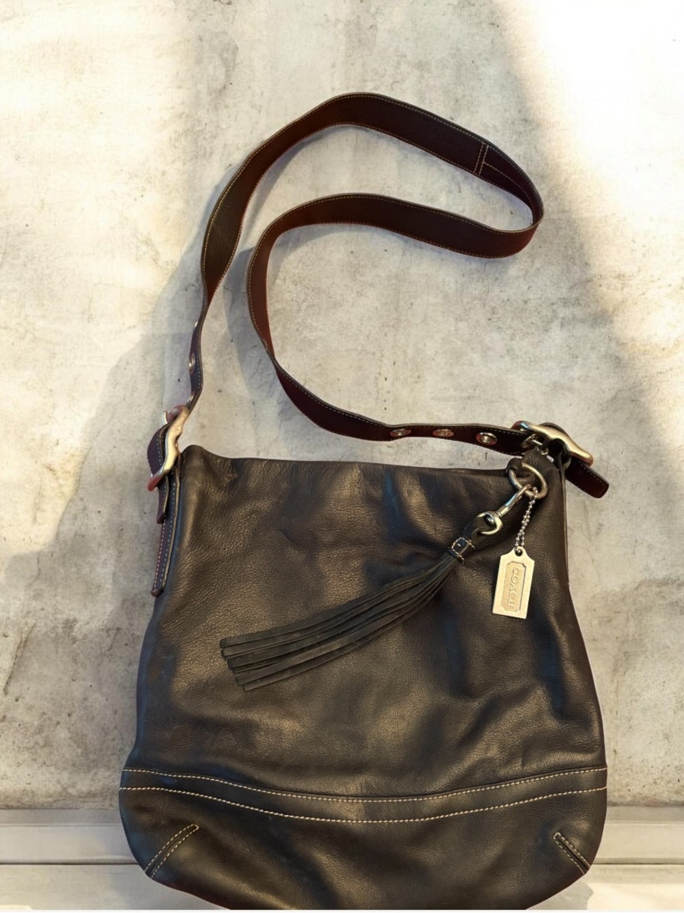 Coach Vintage Black Leather Hobo Shoudler Bag/Crossbody
